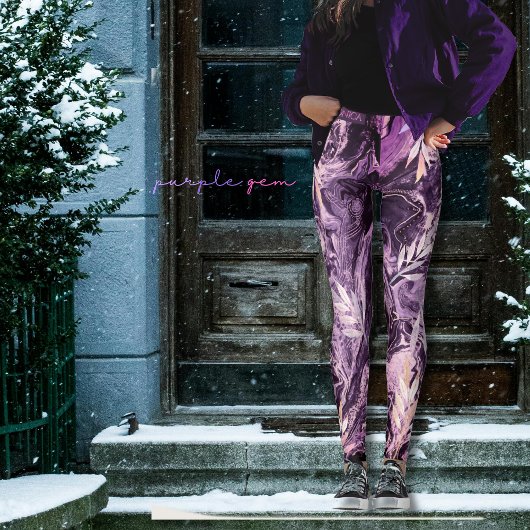 Leggings Art Liquide de Pierre Précieuse Rose Violet