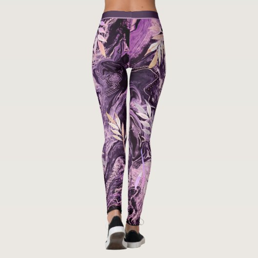 Leggings Art Liquide de pierre rose pourpre (Dos)
