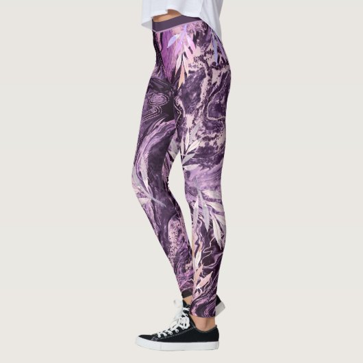 Leggings Art Liquide de pierre rose pourpre (Gauche)