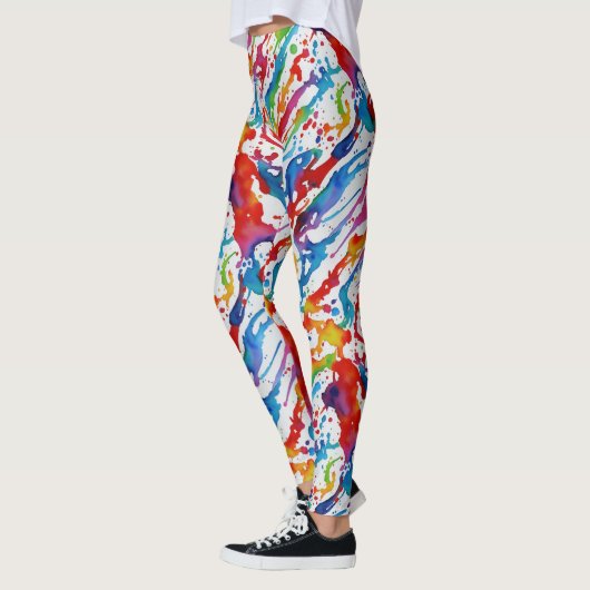 Leggings Art moderne Abstrait Arc-en-ciel Couleur de peintu (Gauche)
