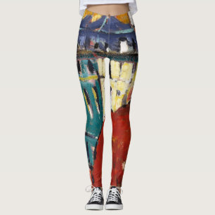 Leggings Art Moderne Abstrait Expressionniste féminin color