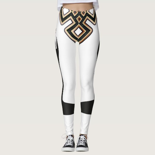 Leggings Art moderne Elegant Blanc Noir Or (Devant)