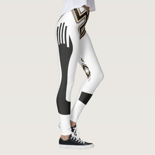 Leggings Art moderne Elegant Blanc Noir Or (Droite)