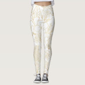 Leggings Art moderne Gold White Floral Doodles (Devant)