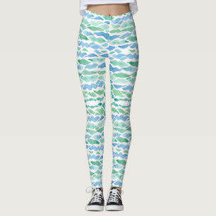 Leggings Art moderne Sea Glass Beach Wave Motif Watercolor