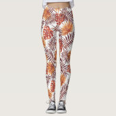 Leggings Art moderne Tropical Orange Palm Tree Feuille été (Devant)