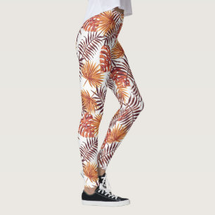 Leggings Art moderne Tropical Orange Palm Tree Feuille été