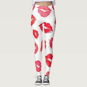 Leggings Art Motif à lèvres rouge et rose