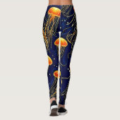Leggings Art Motif de méduse orange (Dos)