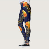 Leggings Art Motif de méduse orange (Gauche)
