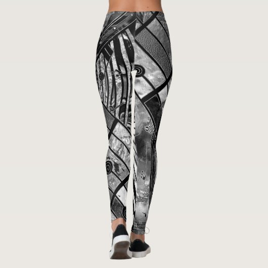 Leggings Art musical Abstrait - Textures mixtes en niveaux (Dos)