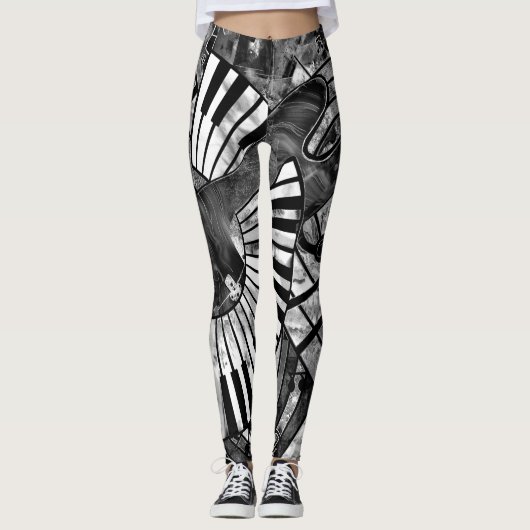 Leggings Art musical Abstrait - Textures mixtes en niveaux  (Devant)