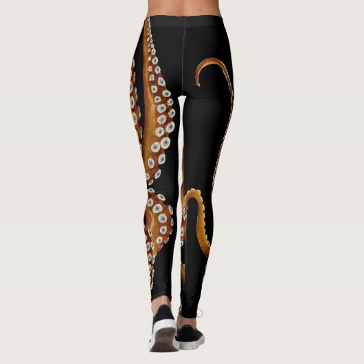 Leggings Art noir octopus bleu oeil Brown (Dos)
