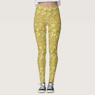 Leggings Art Nouveau Carnation Damas, moutarde et jaune