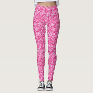 Leggings Art Nouveau Carnation Damask, Fuchsia rose