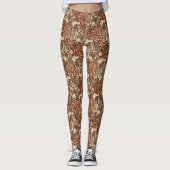 Leggings Art Nouveau Fleur d'algues, Brown et beige (Devant)