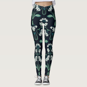 Leggings Art nouveau floral, abstrait motif sans couture.