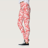 Leggings Art Nouveau Red Hearts Foliage (Gauche)
