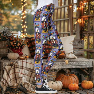 Leggings Art Nouveau Sorcière d'Automne Citrouilles Lune Vi