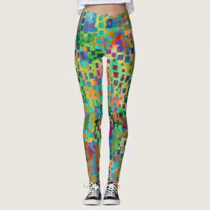 Leggings Art numérique Abstrait coloré avec pattes Carrés
