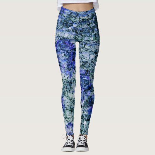 Leggings Art numérique d'aquarelle bleue arrière - plan abs (Devant)