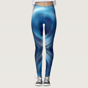 Leggings Art numérique de dégradé bleu spiral Abstrait