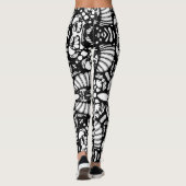 Leggings art numérique de mandala blanc noir (Dos)