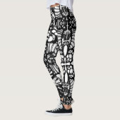 Leggings art numérique de mandala blanc noir (Gauche)