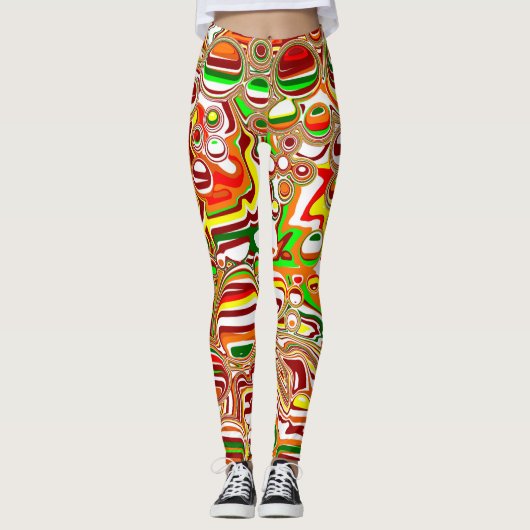 Leggings Art numérique des bulles rétro (Devant)