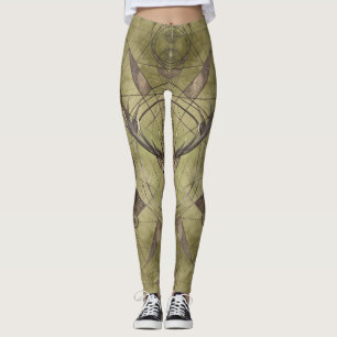 Leggings Art numérique sacré de la géométrie de cerfs