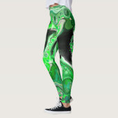 Leggings Art numérique vert en marbre fluide (Gauche)