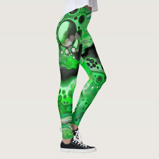 Leggings Art numérique vert en marbre fluide (Droite)