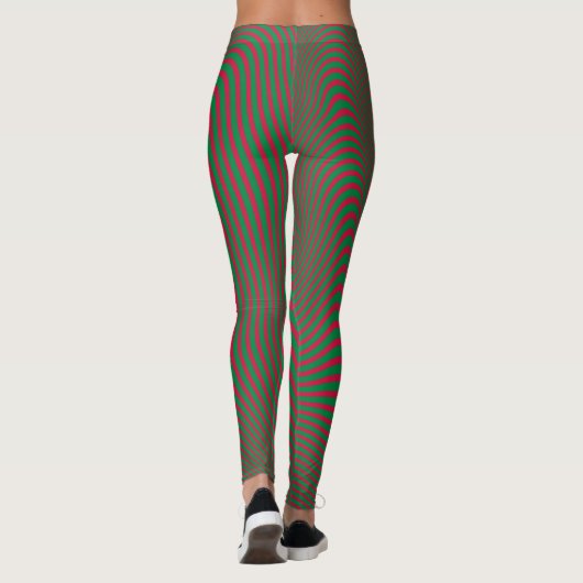 Leggings Art Op Art fou Vert Rouge Noël (Dos)
