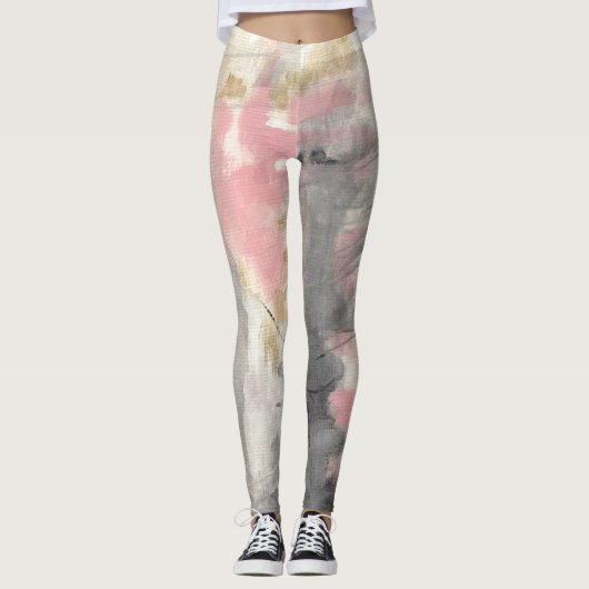 Leggings Art peint en or rose Abstrait (Devant)