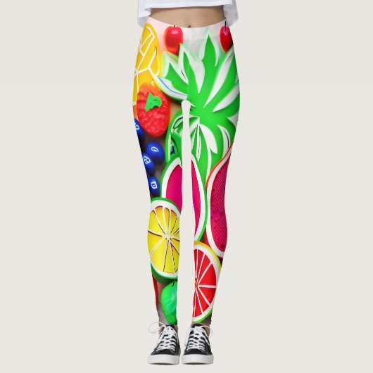 Leggings Art Pop Fruit Coloré (Devant)