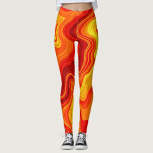 Leggings Art topographique abstrait enflammé