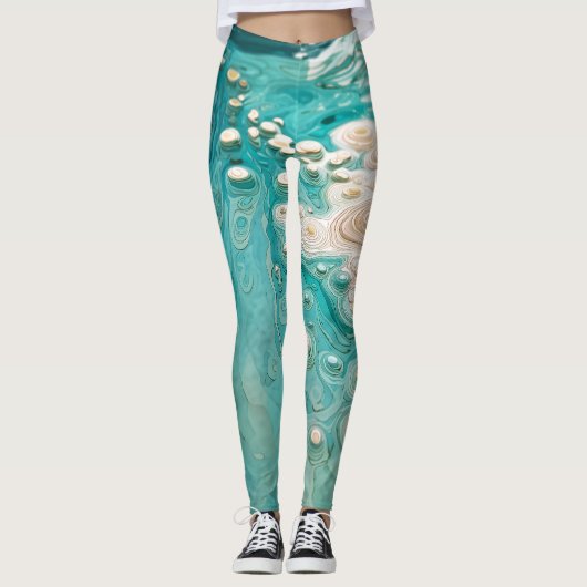 Leggings Art topographique océanique abstrait (Devant)