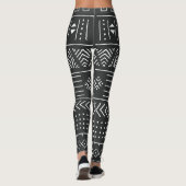Leggings Art Tribal Africain : Géométrique Noir & Blanc (Dos)