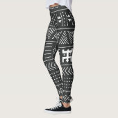 Leggings Art Tribal Africain : Géométrique Noir & Blanc (Gauche)