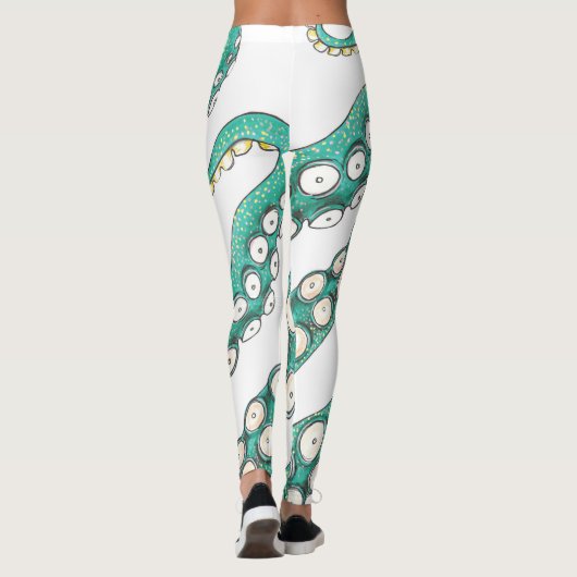 Leggings Art turquoise Kraken Octopus Tentacles Ink (Dos)
