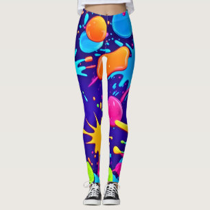 Leggings Art vibrant de projections de peinture néon