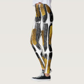 Leggings Artiste dorée : Noir & Or Abstrait (Gauche)