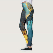 Leggings Artiste Veiné Abstrait Ocher Bleu (Gauche)