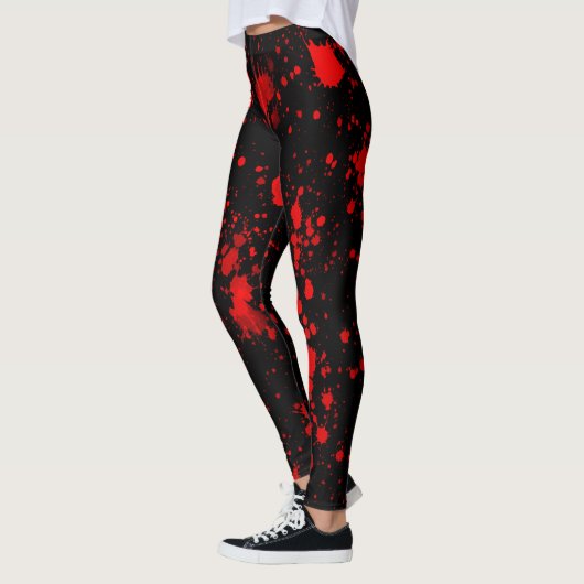 Leggings Artistic Éclaboussure de peinture noire rouge colo (Gauche)