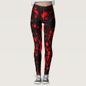 Leggings Artistic Éclaboussure de peinture noire rouge colo (Devant)