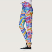 Leggings Artsy Abstrait Arc-en-ciel Aquarelle rayures Peint (Gauche)