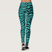 Leggings Artsy Black Turquoise Funky Zebra Imprimer Motif (Dos)