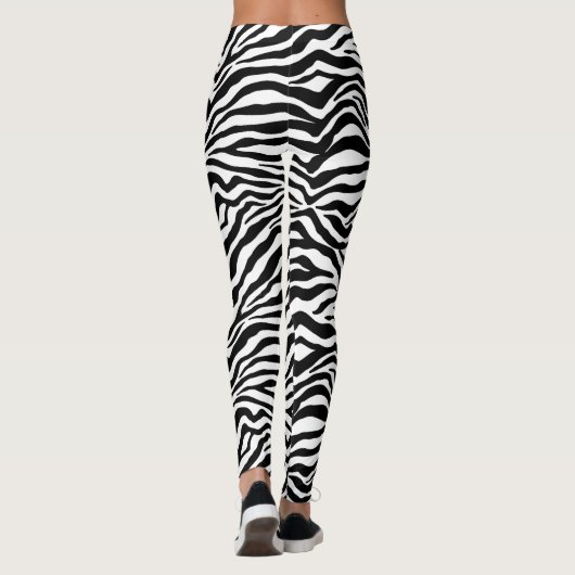 Leggings Artsy Black White Funky Zebra Imprimer Motif (Dos)
