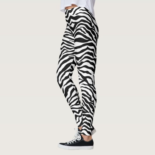 Leggings Artsy Black White Funky Zebra Imprimer Motif (Gauche)