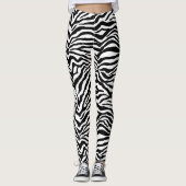 Leggings Artsy Black White Funky Zebra Imprimer Motif (Devant)